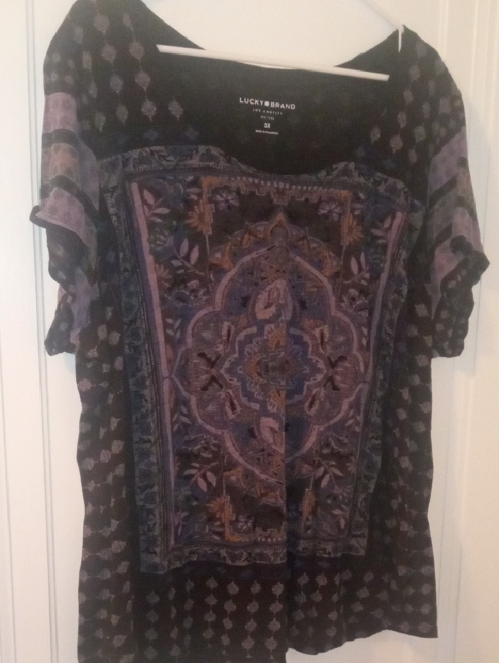 women 3x short sleeve top black with design LUCKY Brand